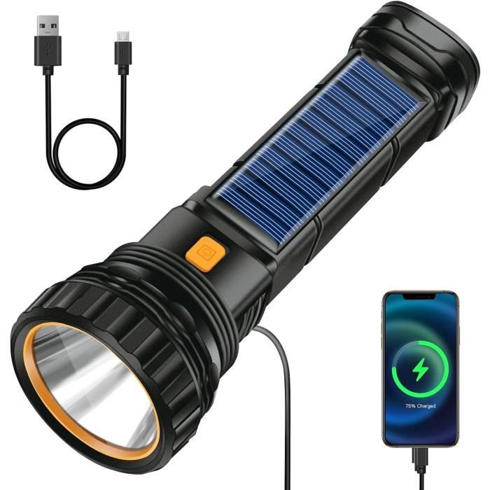 Lampe Torche Solaire Rechargeable Portable LED