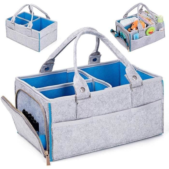 Rangement Table à Langer Portable LÄSSIG Nursery Caddy To Go - Organisateur Change Bébé - Poches, Compartiment Zip - Portable, Lavable - Taupe Protege Carnet De Sante Bebe