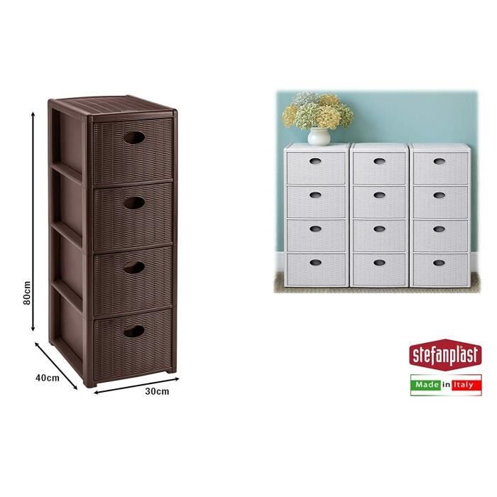 Stefanplast Elegance Commode à 4 tiroirs en polypropylène 40 x 37 x (H) 80 cm 30 x 40 x (H) 80 cm - SF30302 Stefanplast Elegance Commode à 4 tiroirs en polypropylène 40 x 37 x (H) 80 cm 30 x 40 x (H) 80 cm - SF30302