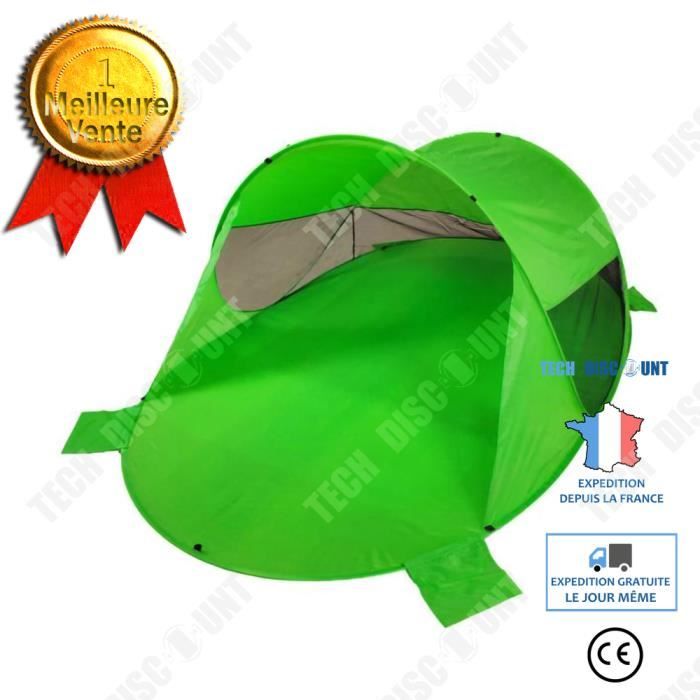 Tente De Plage Pop-up Anti-UV Bébé UPF50+ – Ouverture Auto, Spacieuse 180x125x85 Cm, Légère, Avec Sac Et Piquets, Idéal Plage Jardin Camping