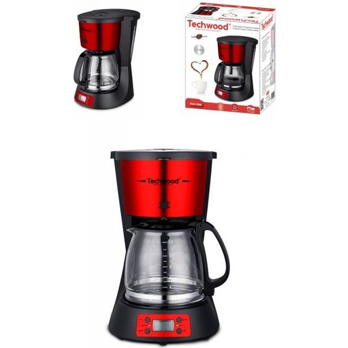 Cafetière programmable 1000W 12-tasses-minuteur LCD de 24-heures-acier inoxydable haute qualité