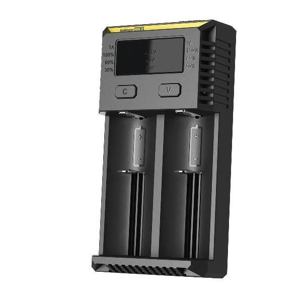Chargeur Accu Cigarette Electronique POWXS Chargeur De Batterie 18650 Indépendant à 2 Baies Avec écran LCD 18650 Pour Batterie 18490 18350 17670 17500 16340 (RCR123) 14500 18650 Et Piles Rechargeables AAA AA 18650 Batterie 3.7v Rechargeable