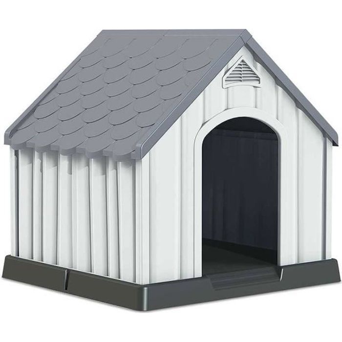 Meilleurs prix pour Niche pour chien en résine 92x87x91cm Thinia Home.  Noir/Gris