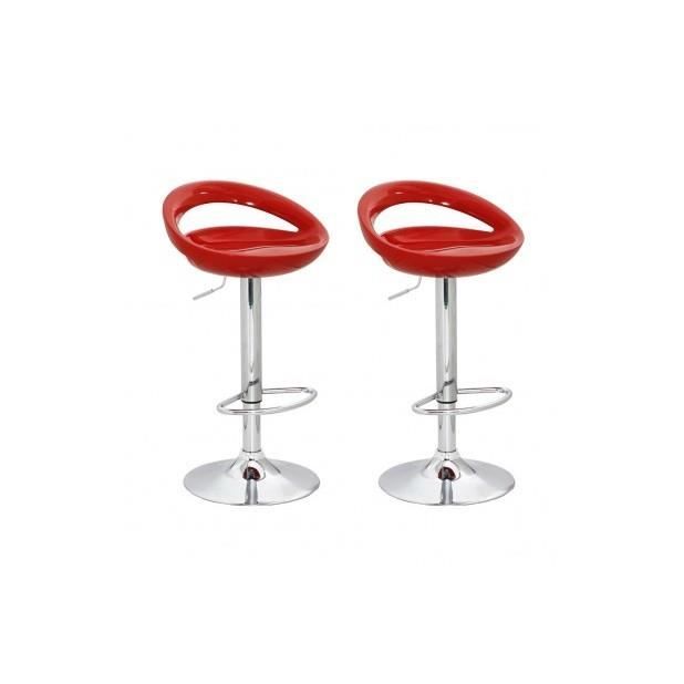 tabouret de bar design cosmo - top prix - lot de 2 - sièges baquets pivotants et réglables en hauteur - rouge