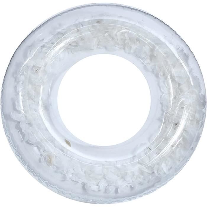 Bouée Flotteur Piscine Gonflable Adulte – Anneau Transparent Avec Paillettes Roses – Grande Taille 75 Cm – Plage, Mer, Fête Aquatique