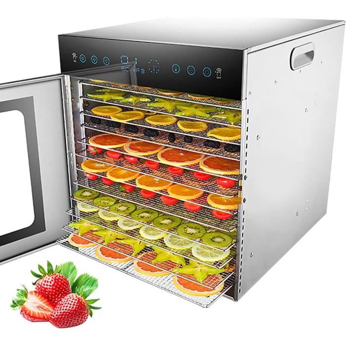 Déshydrateur Alimentaire 10 Plateaux Inox Pour Fruits, Légumes, Viandes - 220V