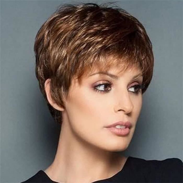 Perruque Synthétique Courte Style Pixie Avec Frange, Noir - Neuf Sans étiquettes