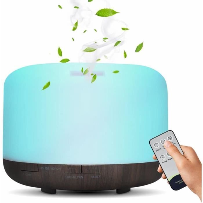 Diffuseur Huiles Essentielles Noir, 500Ml Ultrasonique Humidificateur ...