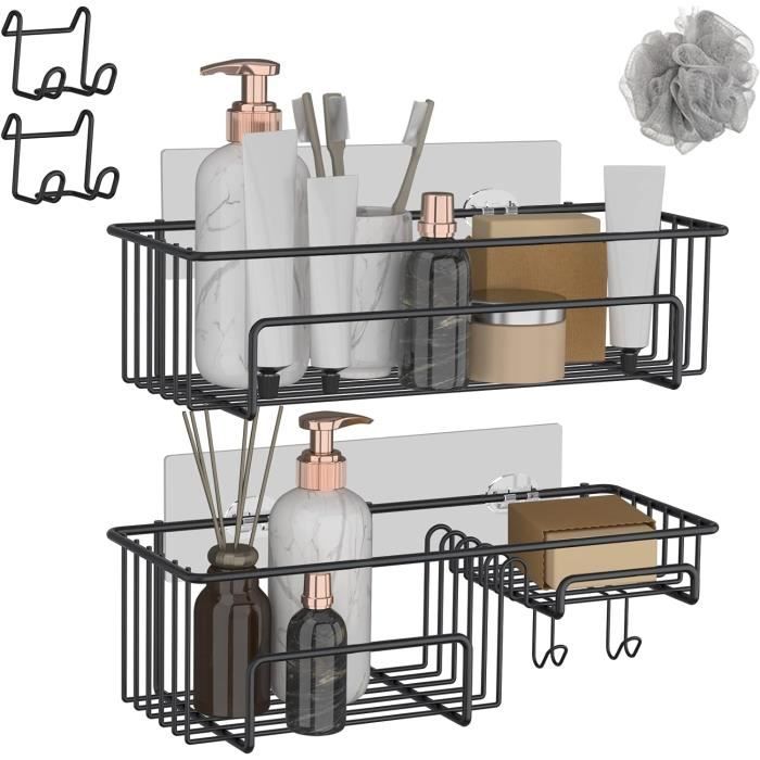 Étagères D'Angle Salle De Bain Bernkot - Acier Inox 304 - Sans Perçage - 253x253x355mm - Lot De 2