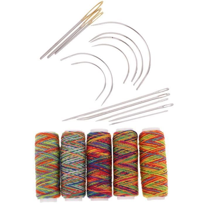 19Pcs Fils à Coudre Colorés Et Aiguilles à Rembourrage Assortis Footful