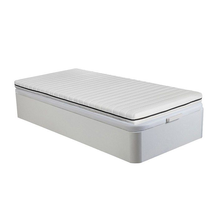 Ensemble 90 x 190 cm sommier coffre blanc + matelas mousse déhoussable ép.10cm - NASUS de YSMÉE