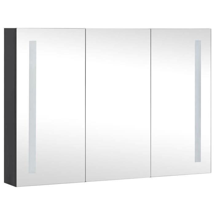 armoire de salle de bain à miroir led ruida - vgeby - 89x14x62 cm - anthracite