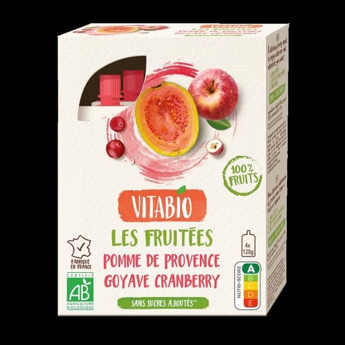 Vitabio Gourde Fruits Pomme Goyave Cranberry Bio Gourde 4x120g