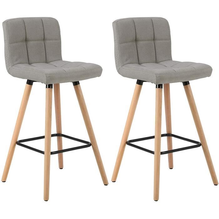 Lot De 2 Tabourets De Bar MORTON – Velours Vert – Repose-pieds – Hauteur 75 Cm – Neuf