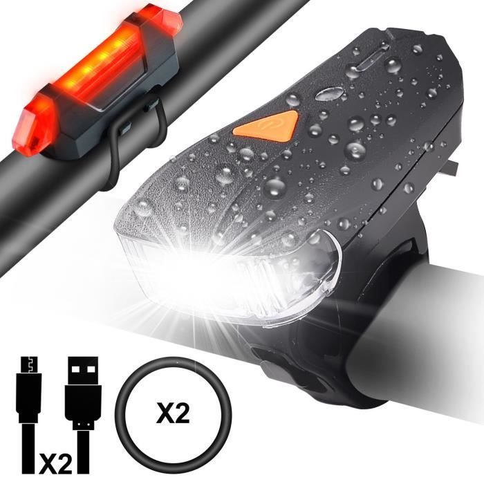Wotumeo® Lampe Vélo LED Lumières Vélo Eclairage Phare Avant et Arrière Rechargeable USB LED Phare VTT Lampe