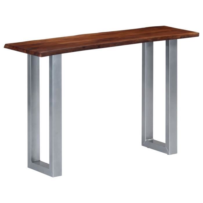 yaj-table console 115 x 35 x 76 cm bois d'acacia massif et fer-yaj247830