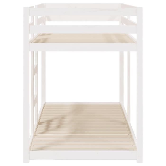 lit superposé - yosoo - blanc - bois de pin massif - 90x200 cm