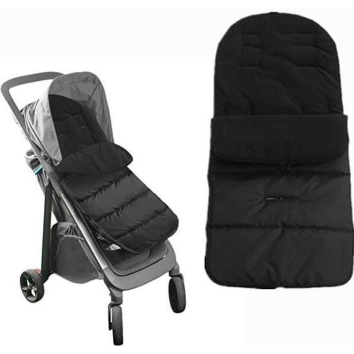 Chancelière universelle pour poussette housse de siège en coton pour poussette de bébé sac de couchagechaude couvre-jambe Noir