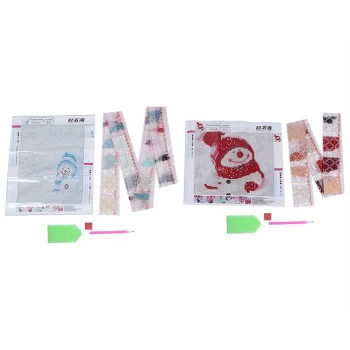 Lot De 10 Porte-clés Diamant Painting Noël - Motif Bonhomme De Neige Bleu Et Blanc - Kit DIY Loisirs Créatifs Enfants