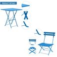 Ensemble table chaise de jardin pliable - QIFAshma - Bleu - Carré - Contemporain - Idéal pour les petits espaces-1