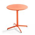 Ensemble table ronde et 2 chaises de jardin bistrot métal orange-1
