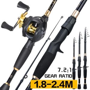 moulinet de pêche Combo 1.8-2.4m, tige en Fiber de carbone