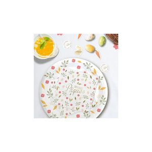 Confettiville Lot De 60 Assiettes En Carton Festonnées Avec Bordures Dorées, Rouge Et Bleu, 22,9 Cm