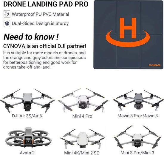 Tapis D'atterrissage Pour Drone 75cm - Imperméable Et Pliable - Double Face - Pour Mavic/Air/Mini