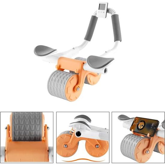 Musculation Homme YUMBOT Roue Abdominale Avec Tapis Pour Les Genoux Et Minuterie, Avec Rebond Automatique Et Support Du Coude, Pour Femmes Et Hommes, En Orange Entraînement Abdominaux Débutant
