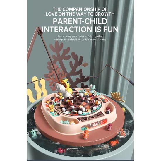 Jeu De Pêche Musical Avec 35 Poissons, 8 Cannes Et 4 Seaux - 2-4 Joueurs - Table Inclinée Stable - Cadeau 3-6 Ans