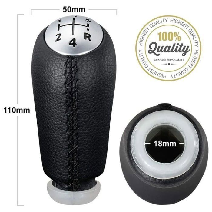 Pommeau De Levier De Vitesse Cuir PU Pour Renault Clio 3, Mégane 2, Laguna 2 (2003-2009) - 5 Vitesses, Rouge/noir/blanc