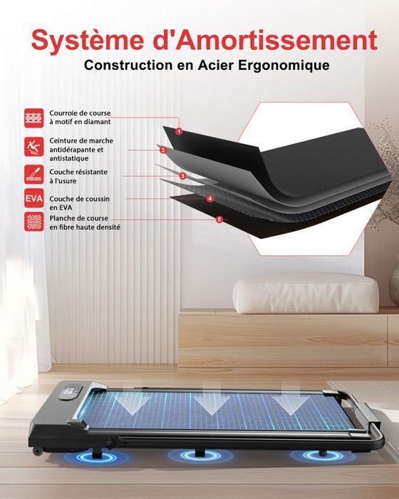 Tapis De Marche Pliable Avec écran LCD - Idéal Pour La Maison, 90 Cm De Surface