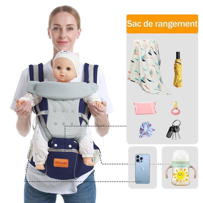 Porte-bébé, ergonomique, multifonctionnel pour une utilisation frontale et dorsale