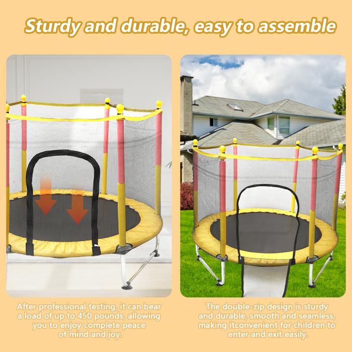 Trampoline HOMCOM 183 Cm Pour Enfants – Filet Sécurité, Acier Galvanisé, 36 Ressorts, Charge 100 Kg, Extérieur, Bleu/noir