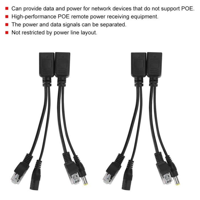 Répartiteur PoE étanche IP65 - 2 Entrées PoE & 2 Sorties Via 1 Câble - Compatible Switch PoE IEEE802.3af/at - Pour Caméras De Surveillance - 6