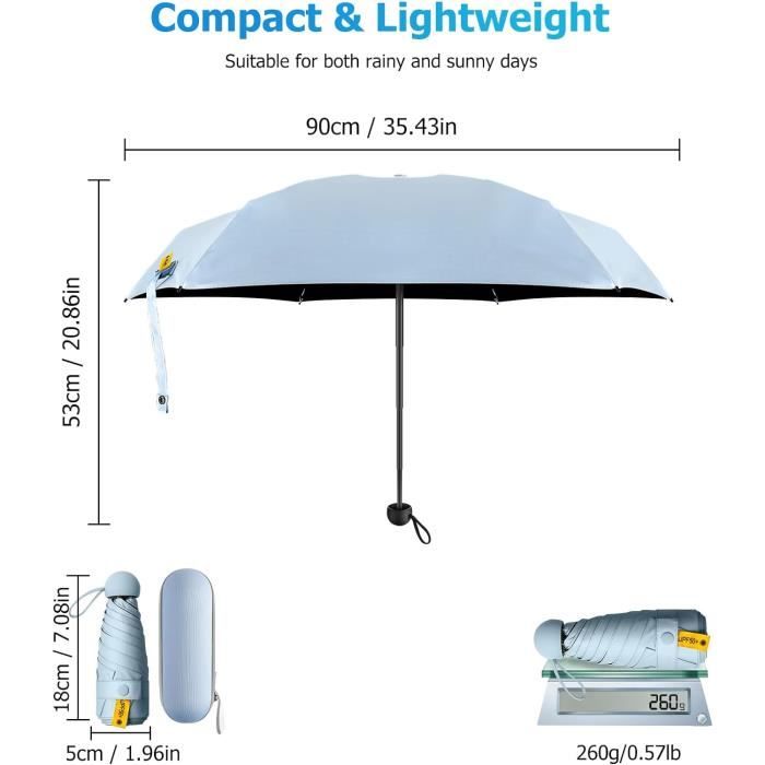 Parapluie Pliable Moorrlii Mini - Anti-UV Et Coupe-Vent - Compact Pour Voyage Ou Sac à Main