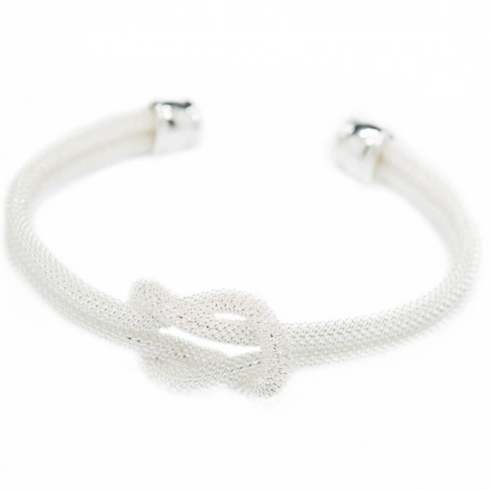 Bracelet Gourmette Ancien En Argent 925 Massif - Maille Simple Jonc Noeud - Occasion France