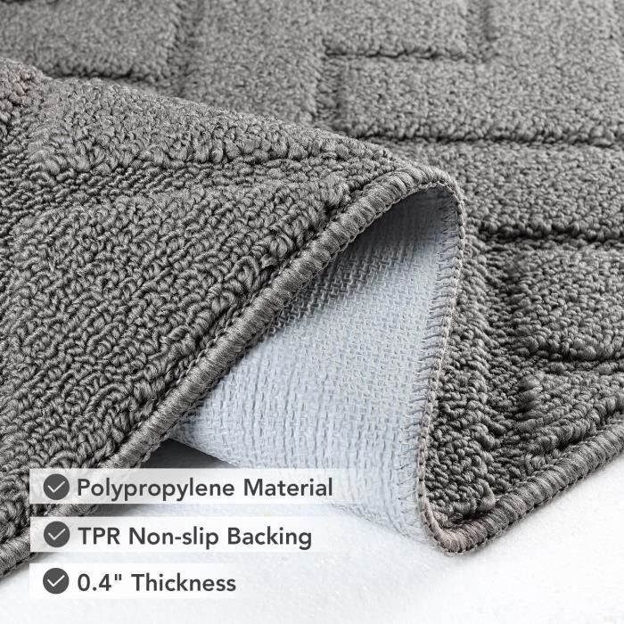 DEXI Tapis De Couloir Antidérapant 61x183 Cm Gris - Tapis Cuisine Absorbant Lavable