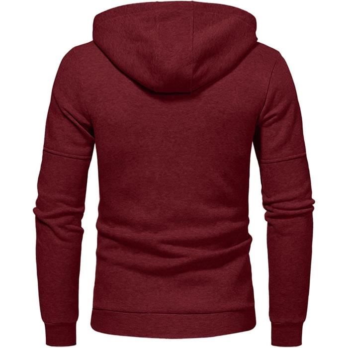 SWEATSHIRT Sweat Homme a Capuche Zippe Veste Homme Sport DeContracte Et Confortable Manteau Classique a Manches Longues Hoody Jacket Rouge Cdiscount Pret a Porter