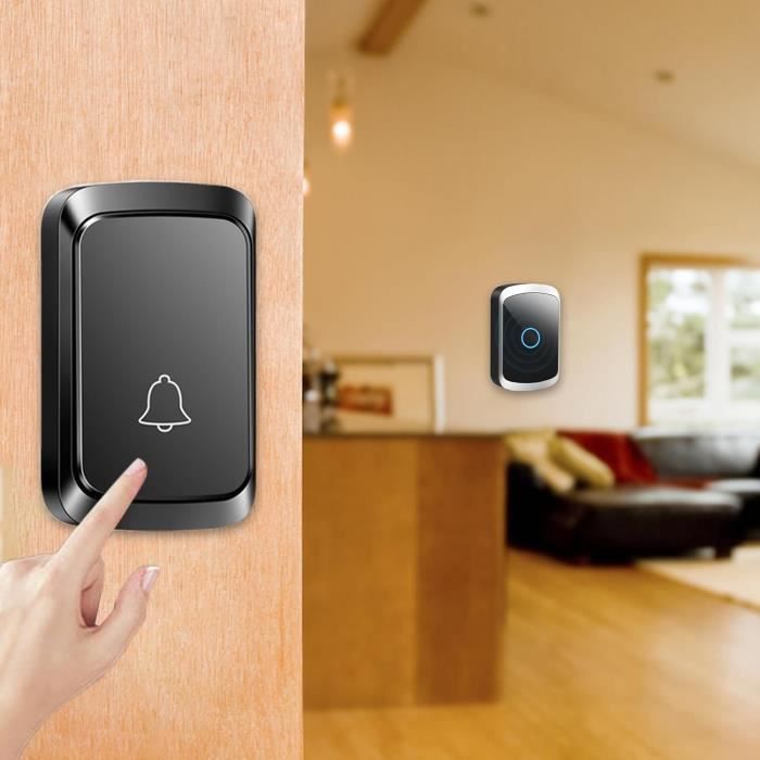 Sonnette Sans Fil Extérieur Étanche (Noir) - Sonnette Électrique Sans ...