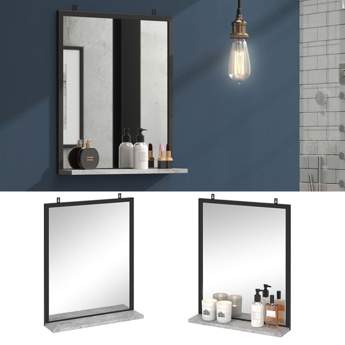 Miroir Vicco Fyrk Vintage Pour Salle De Bains – Design Béton, 50x60x12 Cm, Neuf