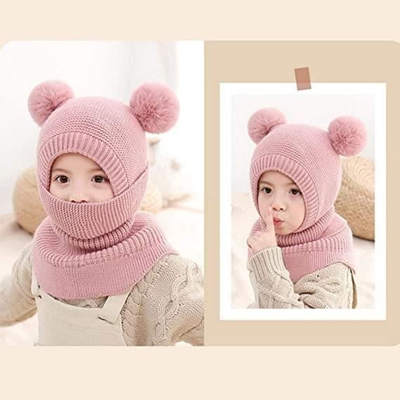Cagoule en tricot avec oreilles en relief bébé fille pas cher