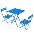 Ensemble table chaise de jardin pliable - QIFAshma - Bleu - Carré - Contemporain - Idéal pour les petits espaces-2