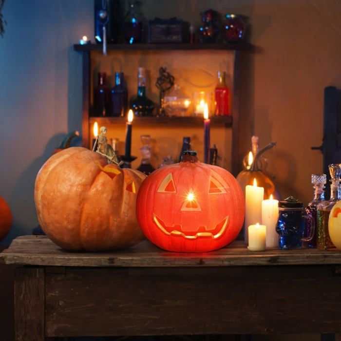 Lot De 3 Citrouilles Décoratives En Résine - Décoration Halloween Et Automne, Maison, Table, étagère