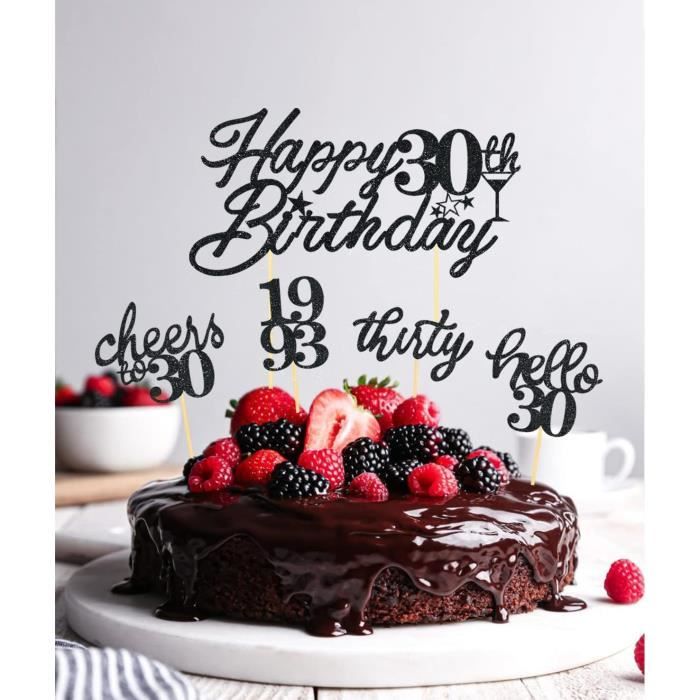 Unimall Décoration de gâteau d'anniversaire 30 ans Inscription Cheers to 30  ans S 50. : : Cuisine et Maison