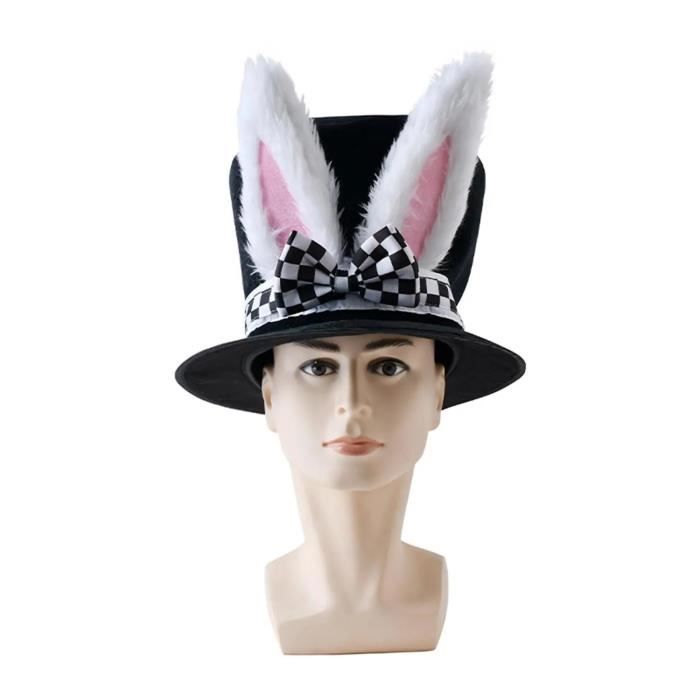 Chapeau haut de forme d'oreille de lapin en velours noir pour hommes et  enfants, Confortable, Mignon, Costume