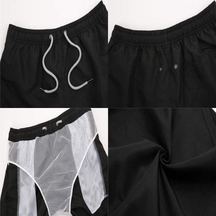 Short De Bain Homme 2-en-1 Poches – Séchage Rapide Imperméable Cordon Réglable – Plage Natation Sport