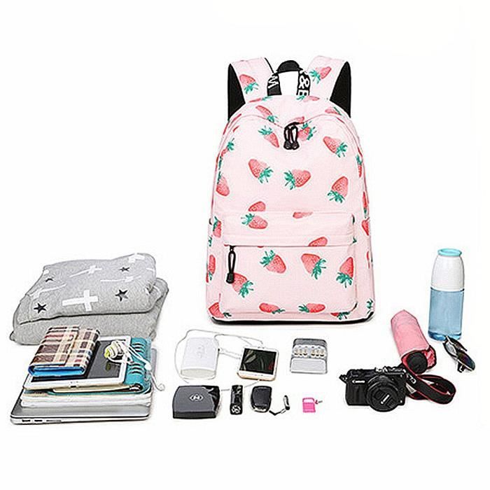 Sac école Fille Japonaise Sac à Dos Japonais Kawaii Fraise - Dentelle Brodée, Rose Pour Fille, École Maternelle Et Primaire Sac Enfant 30x37cm