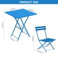 Ensemble table chaise de jardin pliable - QIFAshma - Bleu - Carré - Contemporain - Idéal pour les petits espaces-3