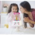 TD® Décoration gâteau licorne anniversaire fille arc-en-ciel fait à la main accessoire réutilisable ballon fête bannière happy-3